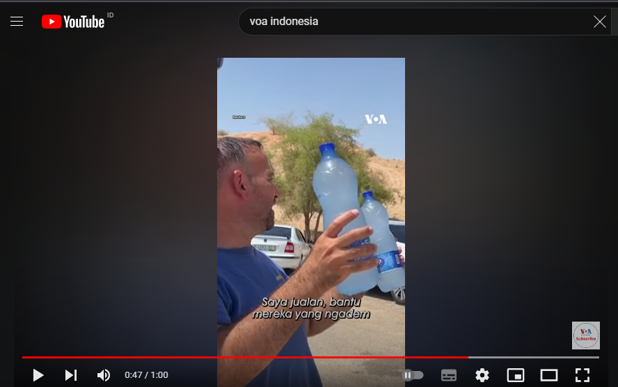 Berita VOA Indonesia : Suhu Dekati 40°C, Warga Palestina Ngadem di Mata Air