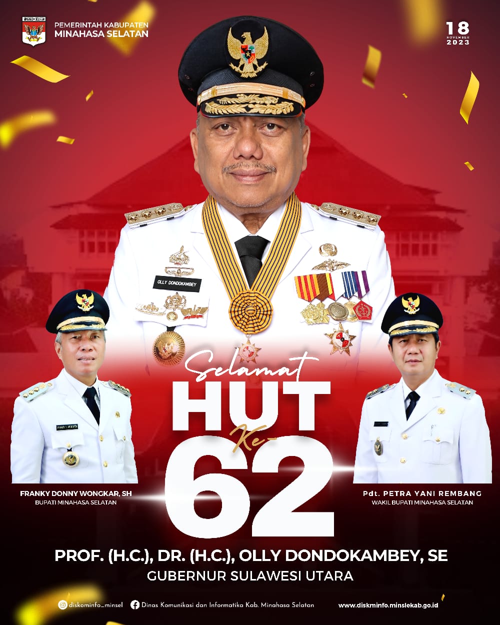 Bupati Franky Donny Wongkar Beri Ucapan Selamat HUT ke – 62 Tahun Gubernur Sulut
