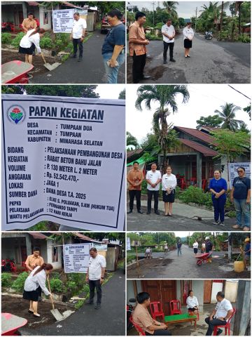 Berdayakan Masyarakat Setempat, Hukum Tua Elke Poluakan Realisasikan Rabat Beton Bahu Jalan Desa Melalui Dana Desa.